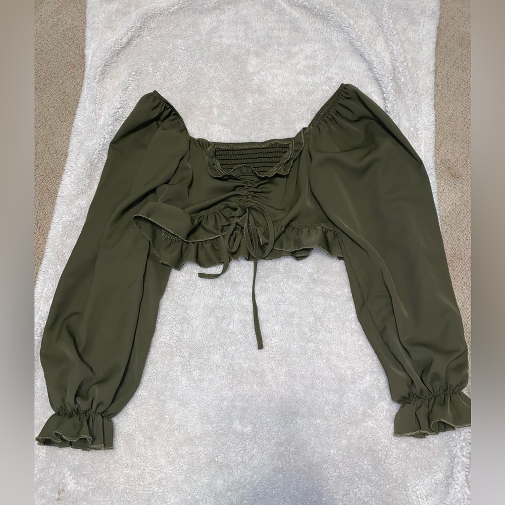 Olive green cropped blouse